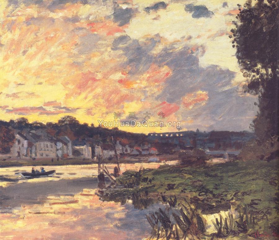 The Seine at Bougival in the Evening - 克劳德·莫奈